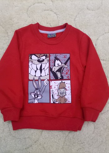 Çocuk Kırmızı Baskılı Sweatshirt - Görsel 2