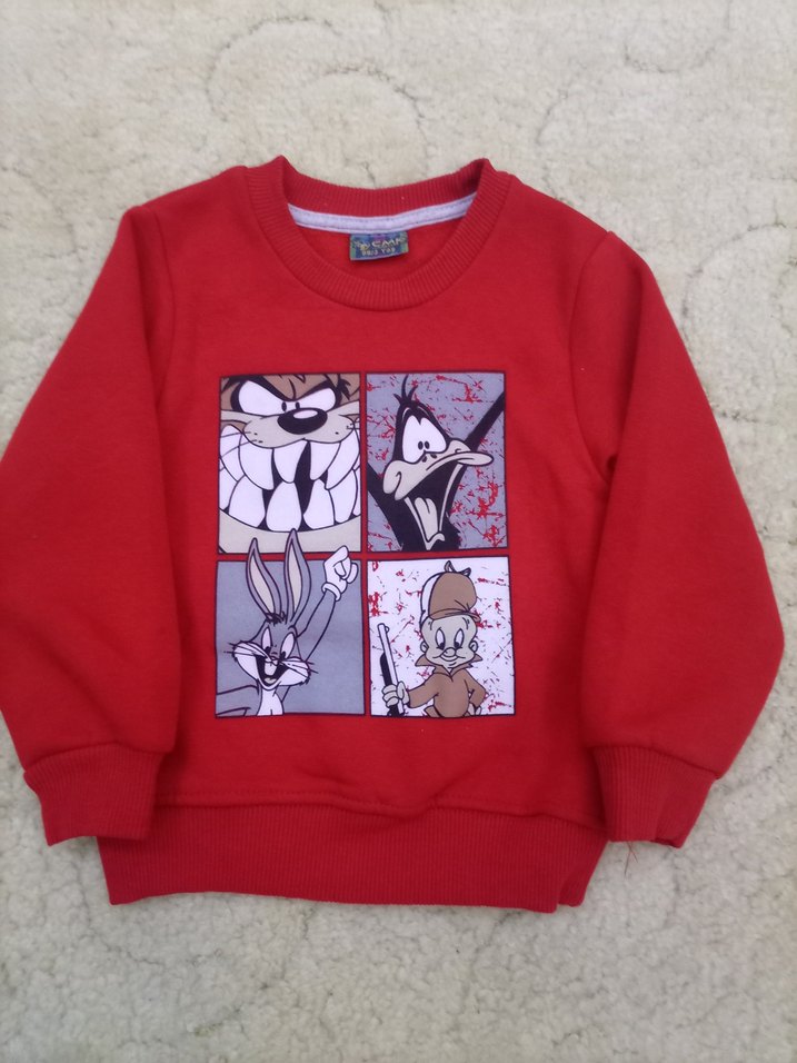 Çocuk Kırmızı Baskılı Sweatshirt - Görsel 2