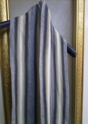 Gri Çizgili Uzun Unisex Atkı - Görsel 6