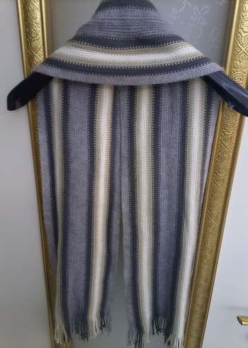 Gri Çizgili Uzun Unisex Atkı - Görsel 5