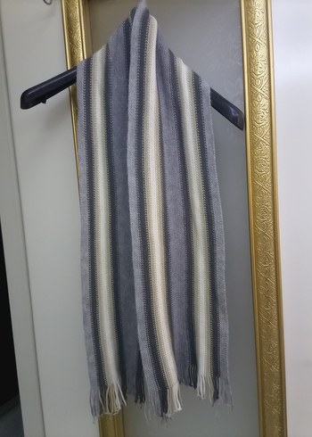 Gri Çizgili Uzun Unisex Atkı - Görsel 8