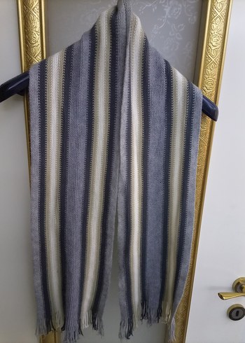 Gri Çizgili Uzun Unisex Atkı - Görsel 2