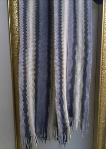 Gri Çizgili Uzun Unisex Atkı - Görsel 7