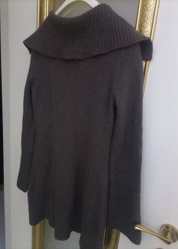 Kahverengi Midi Örgü Yün Hırka - Görsel 7