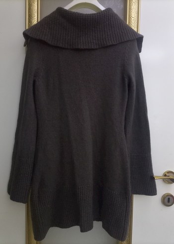 Kahverengi Midi Örgü Yün Hırka - Görsel 4