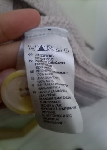 H&M Bej Düğmeli Triko Unisex Hırka - Görsel 7