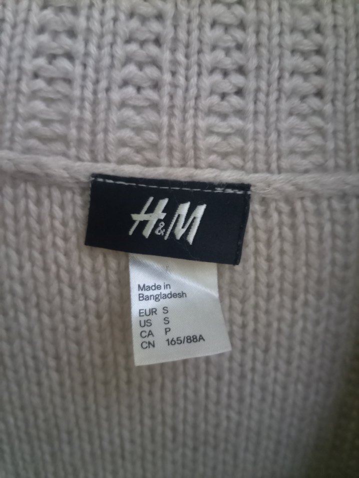H&M Bej Düğmeli Triko Unisex Hırka - Görsel 4