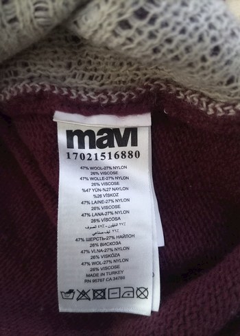 Mavi Geyik Desenli Bordo Kazak - Görsel 9