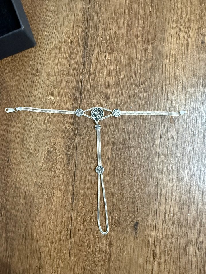 925 Bohem İşlemeli Zincir Detaylı Kadın El Zinciri - Görsel 2