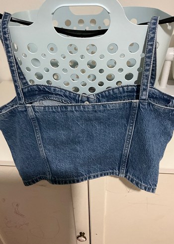 Düğmeli Kot Kadın Bustiyer - Görsel 2