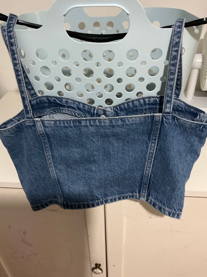 Düğmeli Kot Kadın Bustiyer - Görsel 2