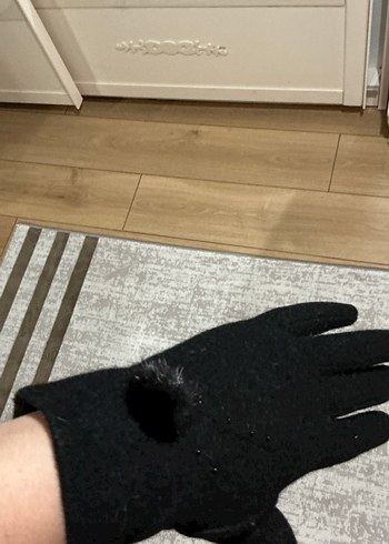 Kadın Siyah yün Eldiven  M - Görsel 2