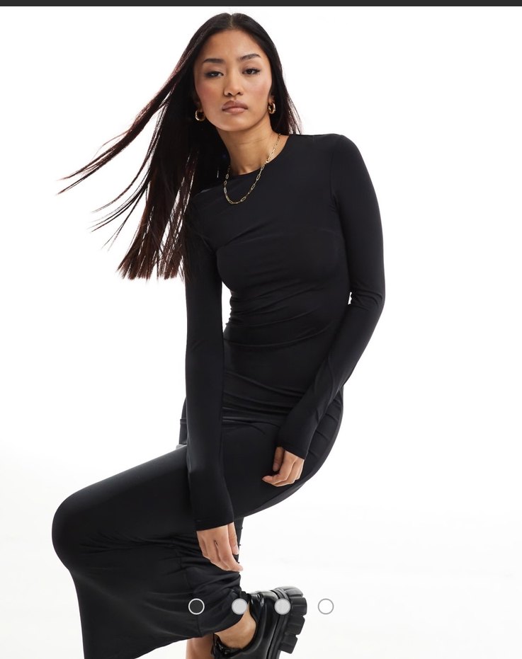 Pull & Bear Siyah Uzun Elbise - Görsel 4