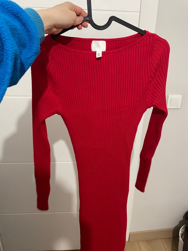 Mango Kırmızı Uzun Triko Elbise - Görsel 4