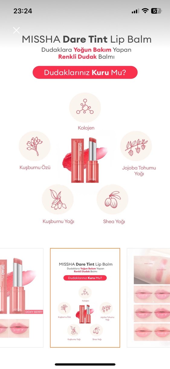 MISSHA Dewy Berry  Pembe Dudak Balmı - Görsel 5
