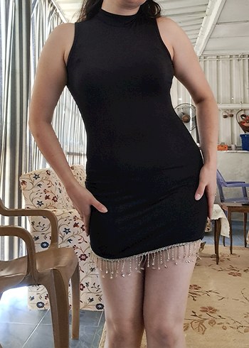 İnce Kesim Siyah Mini Elbise
