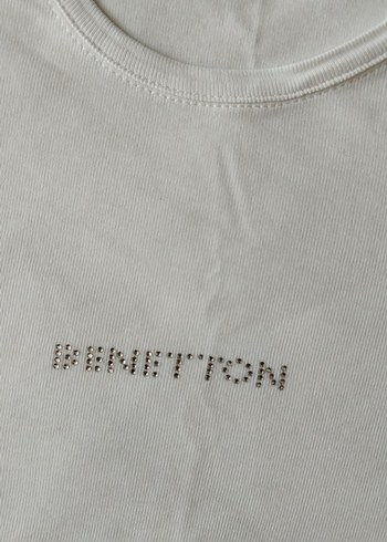 Benetton Beyaz Kadın Basic Kısa Kollu Tişört