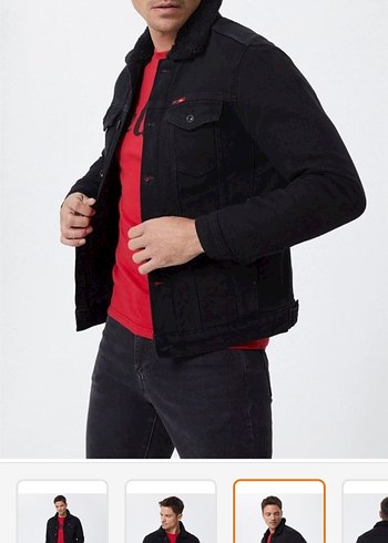 Düğmeli Siyah Denim Erkek Ceket - Görsel 2