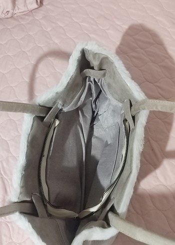 Beyaz Kürk Detaylı Kadın Omuz Çantası - Görsel 5