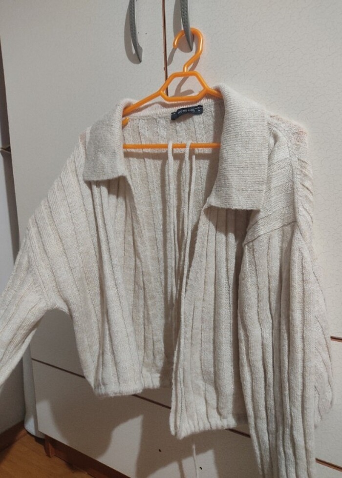 Trendyolmilla taş rengi bağlamalı hırka - Görsel 2