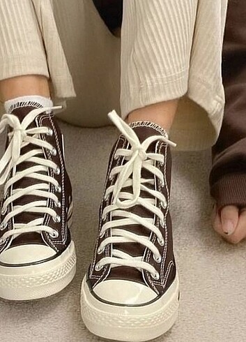 kahverengi yüksek taban all star ayakkabı (converse)