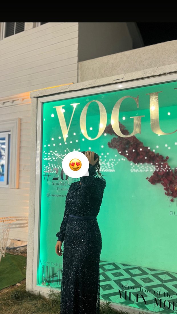 Mavi Drapeli Uzun Kollu Uzun Elbise - Görsel 3