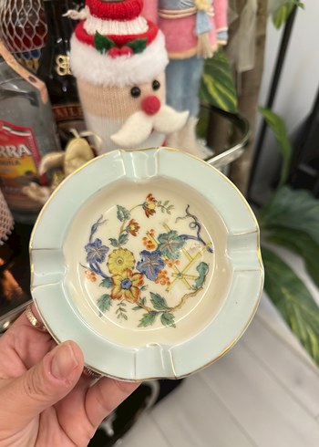 Limoges Çiçek Desenli Vintage Porselen Küllük