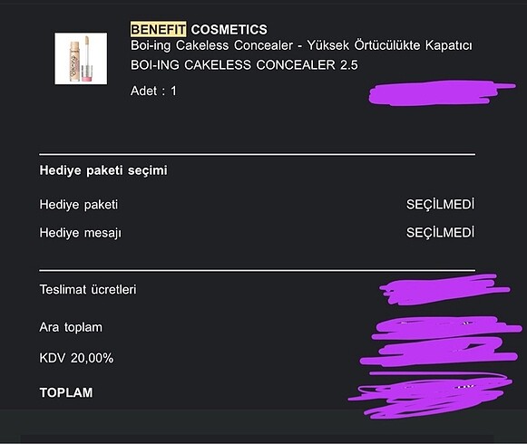  Beden Benefit kapatıcı
