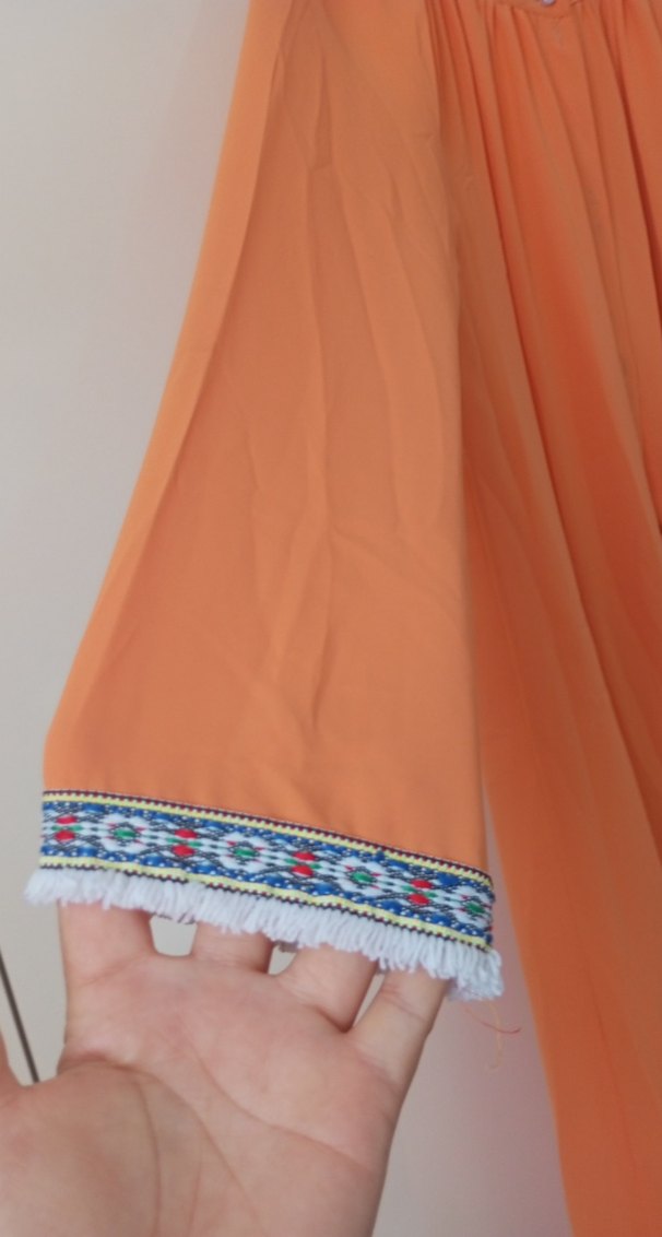 Uzun Turuncu Bohem Salaş Kadın Elbise - Görsel 2