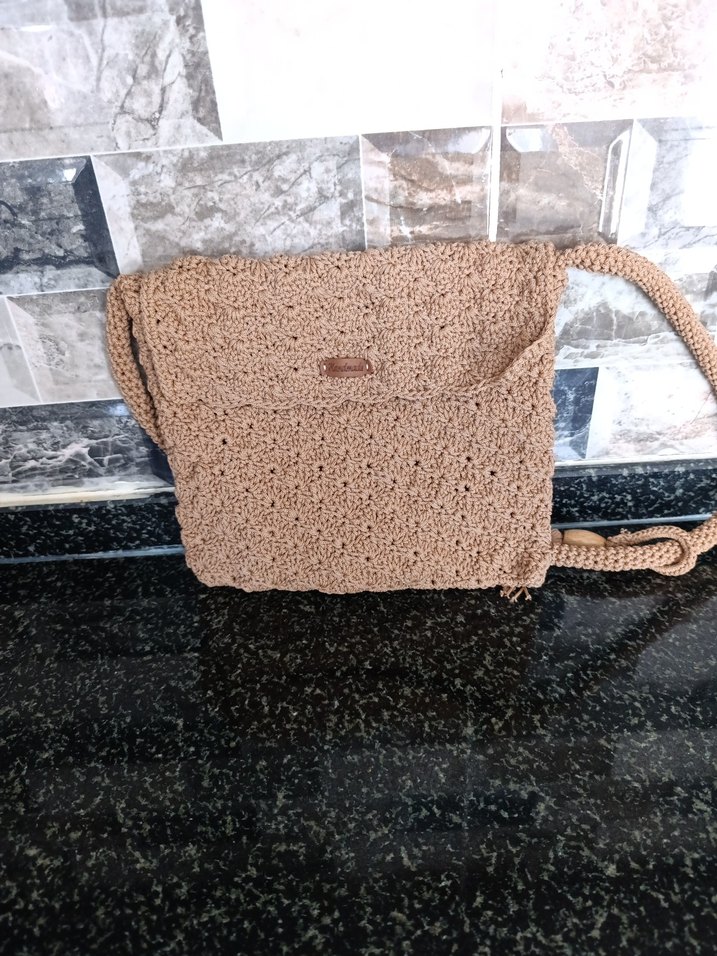 Bej Örgü Kadın Çanta - Görsel 4