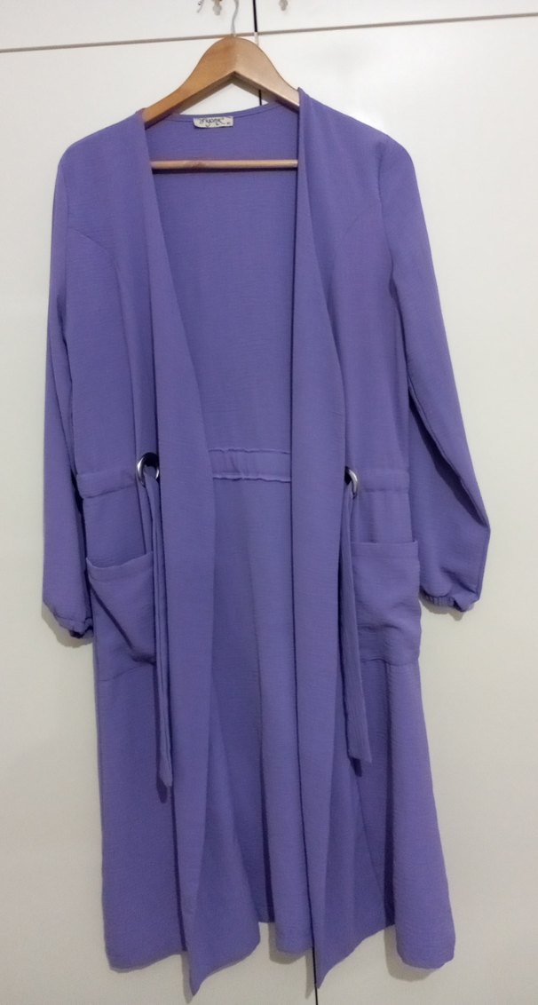 Kadın Mor Uzun Kollu Salaş  yelek - Görsel 2