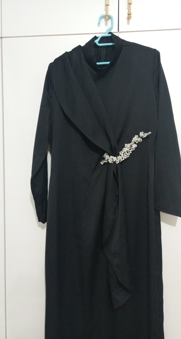 Uzun Kollu Siyah Minimalist Kadın Elbise - Görsel 2