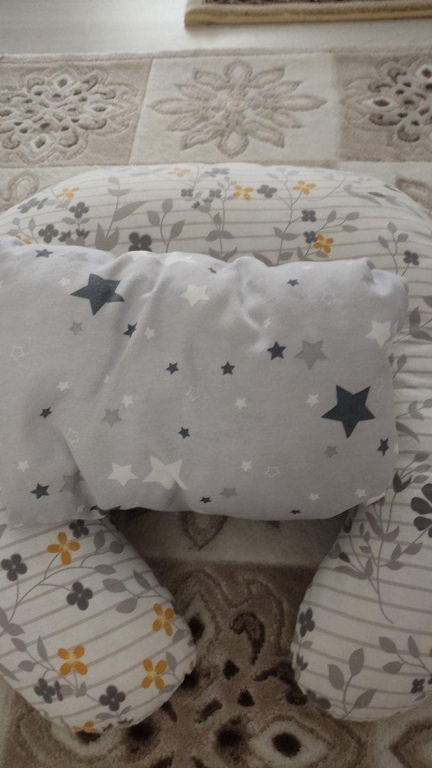 Baskılı Gri Emzirme ve Hamilelik Yastığı - Görsel 3