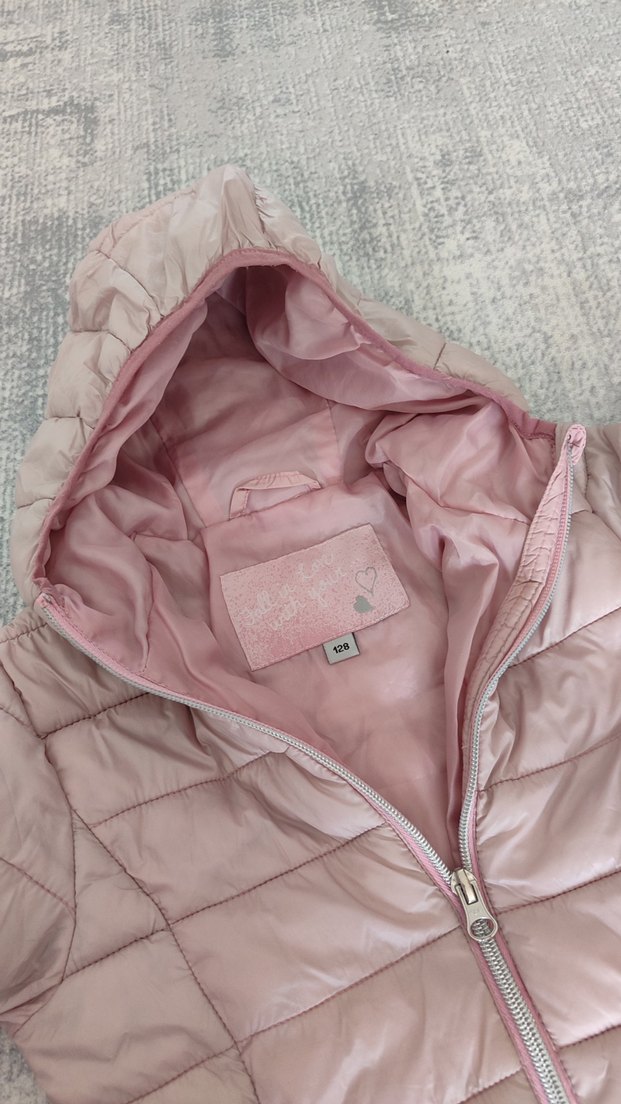 Kız Çocuk Pembe Kapüşonlu Fermuarlı Mont - Görsel 3