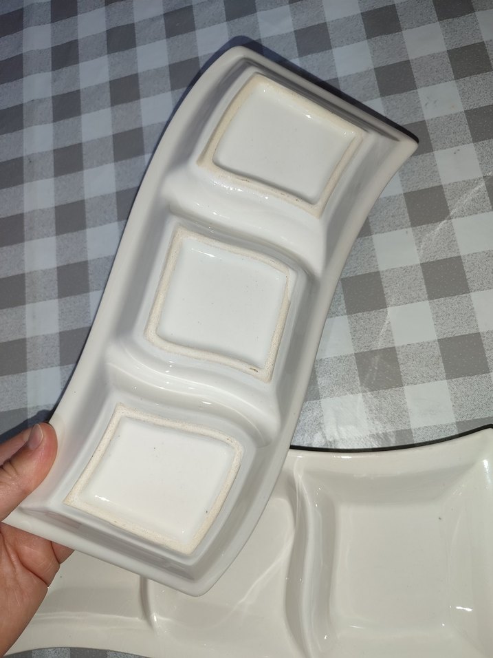 Beyaz 3 Bölmeli Servis Tabağı 2 adet - Görsel 3