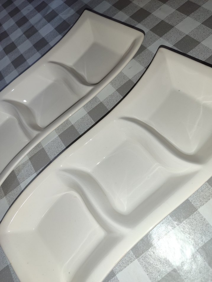 Beyaz 3 Bölmeli Servis Tabağı 2 adet - Görsel 2