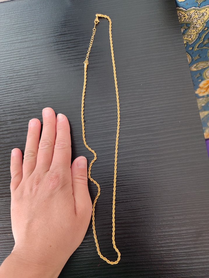 Altın Renkli Zincir Detaylı Midi Kolye - Görsel 2