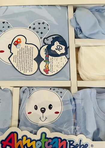 Mavi Nakışlı Pamuklu Bebek Uyku Seti - Görsel 4