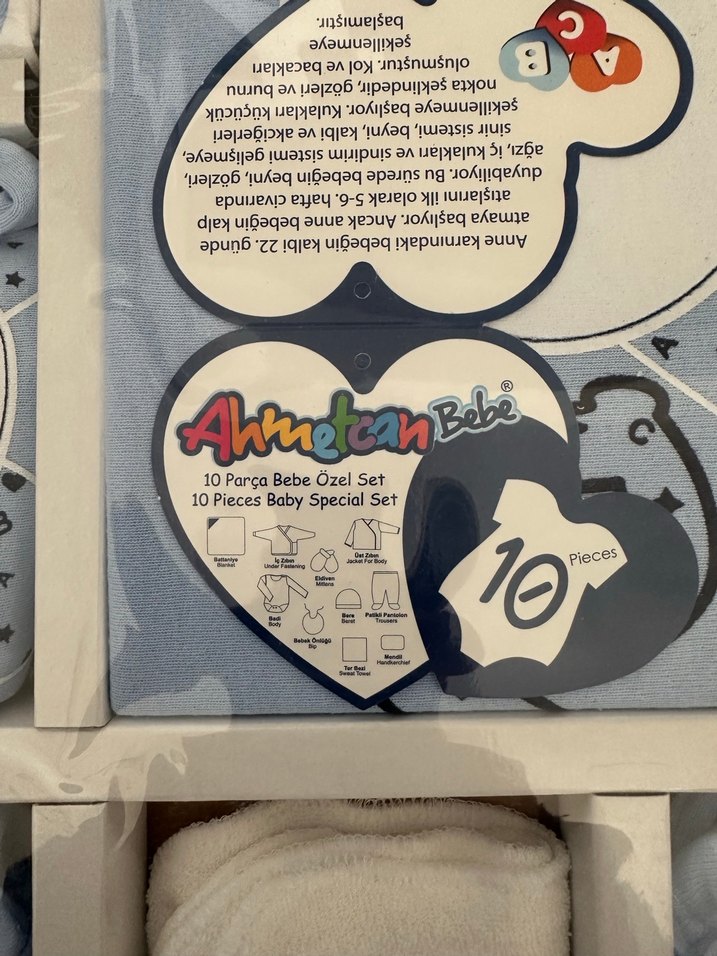 Mavi Nakışlı Pamuklu Bebek Uyku Seti - Görsel 2