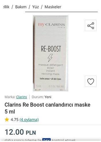 Clarins Re Boost Canlandırıcı Maske 5 ml