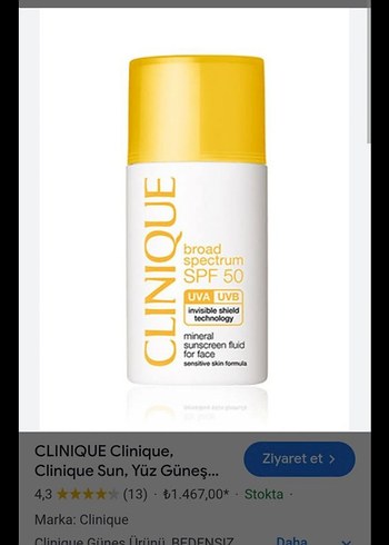 Clinique SPF 50 Mineral Güneş Koruyucu Sıvı