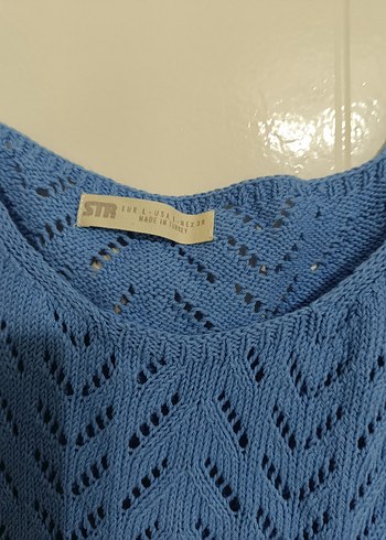 Mavi V Yaka Örgü Kadın Atlet - Görsel 5