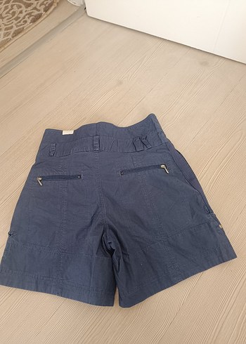 Düğmeli Lacivert Mini Kadın Şort - Görsel 3