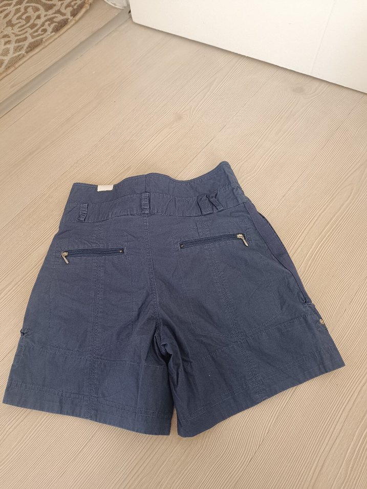 Düğmeli Lacivert Mini Kadın Şort - Görsel 3