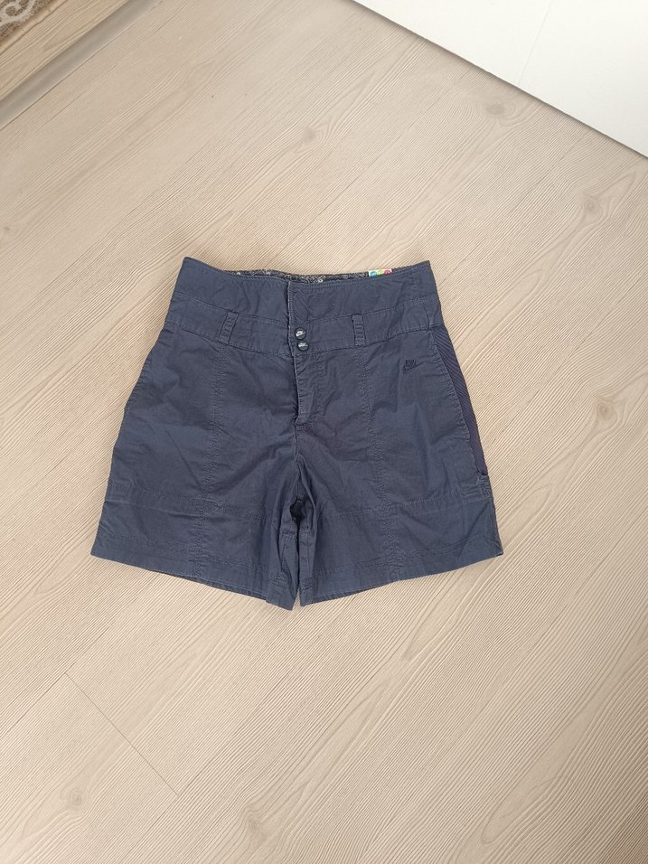 Düğmeli Lacivert Mini Kadın Şort - Görsel 2