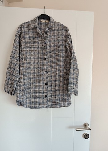 Gri Düğmeli Uzun Kollu tüvit Gömlek - Görsel 3