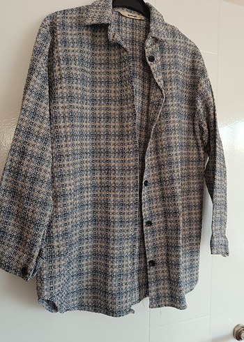 Gri Düğmeli Uzun Kollu tüvit Gömlek - Görsel 2