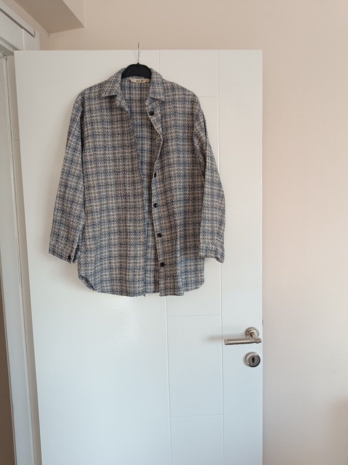 Gri Düğmeli Uzun Kollu tüvit Gömlek - Görsel 5