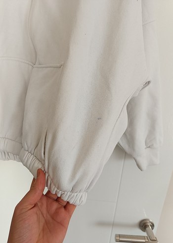 Gri Baskılı Kapüşonlu Kadın Sweatshirt - Görsel 5