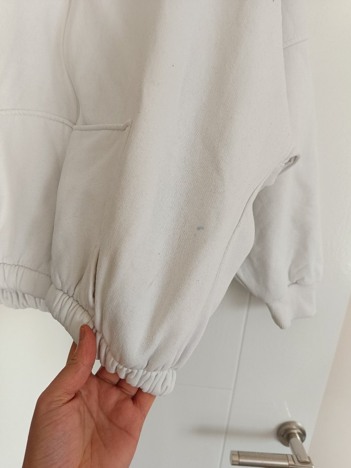 Gri Baskılı Kapüşonlu Kadın Sweatshirt - Görsel 5